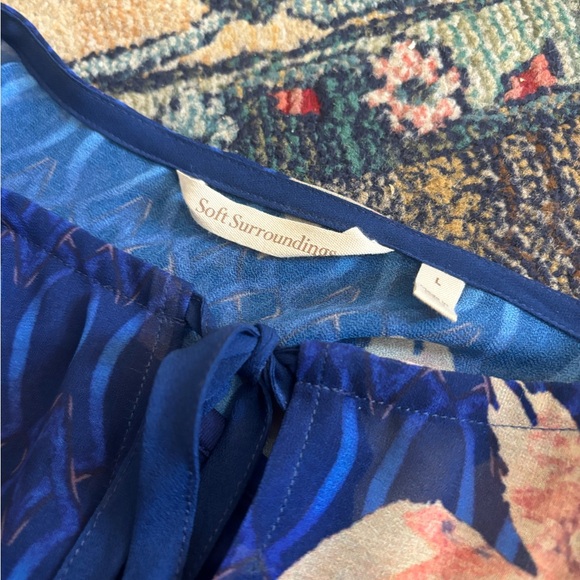 SOFT SURRONDINGS Beaded Tassel Tunic 3/4 Sleeve Dress SZ Large - Picture 2 of 6